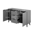 Buffet de 120 cm de couleur grise et naturelle avec 3 tiroirs et 2 portes, assemblage par 2 personnes