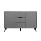Buffet de 120 cm de couleur grise et naturelle avec 3 tiroirs et 2 portes, assemblage par 2 personnes