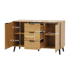 Buffet de 120 cm de couleur grise et naturelle avec 3 tiroirs et 2 portes, assemblage par 2 personnes