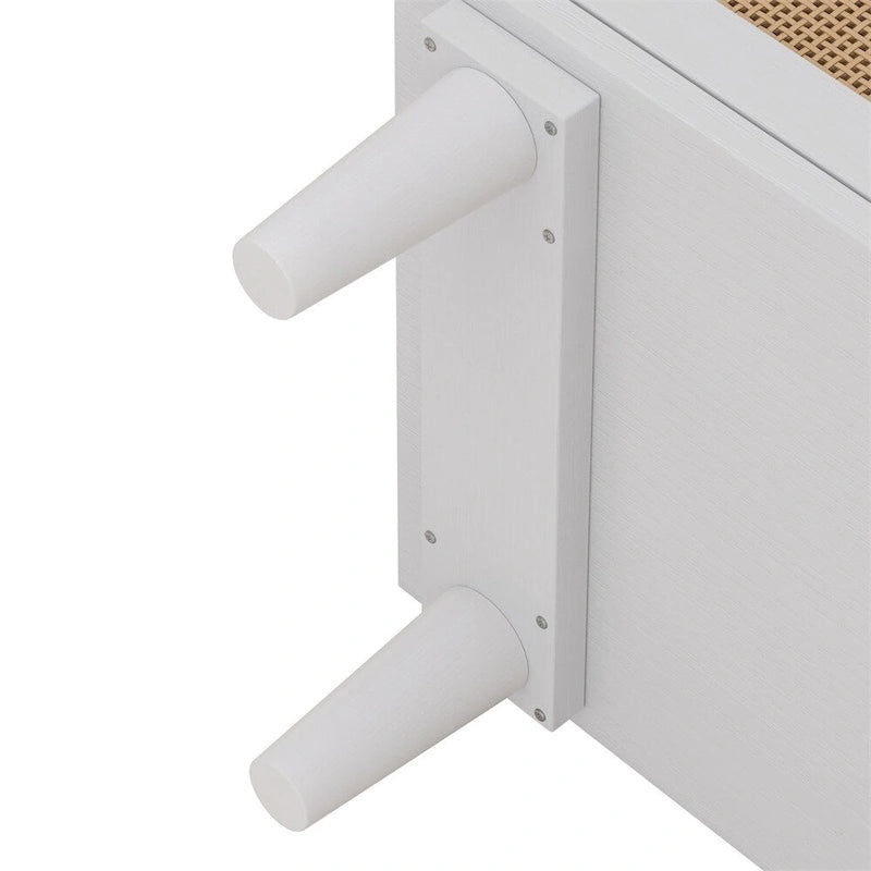 Commode en rotin blanc à 6 tiroirs, rangement de chambre pour 1-2 personnes