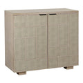 Armoire de rangement à deux portes en similicuir grainé crème clair