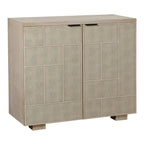 Armoire de rangement à deux portes en similicuir grainé crème clair