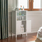 Meuble de rangement simple pour salle de bain, finition bois blanc