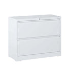 Classeur latéral en acier noir/blanc à 2 tiroirs avec serrure – Moderne, 1 utilisateur