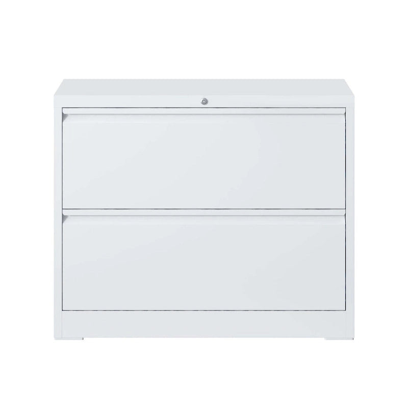 Classeur latéral en acier noir/blanc à 2 tiroirs avec serrure – Moderne, 1 utilisateur