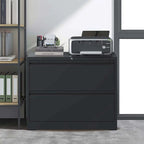 Classeur latéral en acier noir/blanc à 2 tiroirs avec serrure – Moderne, 1 utilisateur