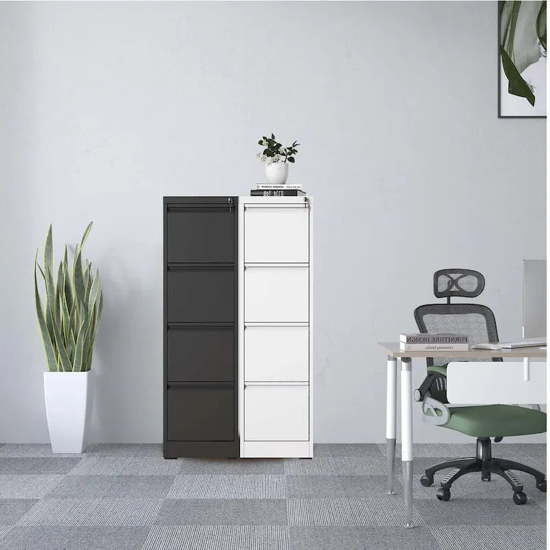 Classeur vertical en acier noir/blanc – 2/3/4/5 tiroirs, pour 1 à 5 utilisateurs