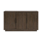Bahut contemporain marron étain 152 cm, 3 armoires, étagères réglables