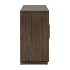 Bahut contemporain marron étain 152 cm, 3 armoires, étagères réglables