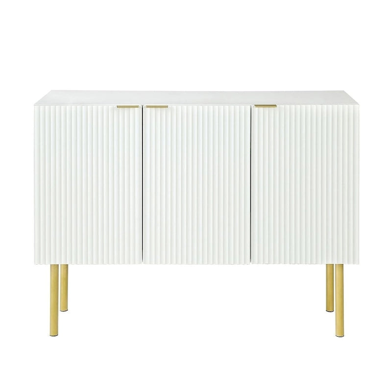 Buffet/Bahut 3 portes avec étagères réglables, 119 cm, blanc/noir