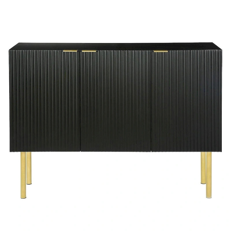 Buffet/Bahut 3 portes avec étagères réglables, 119 cm, blanc/noir