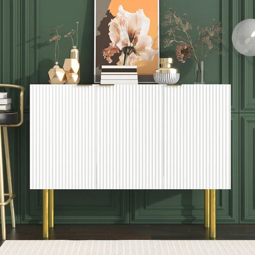Buffet/Bahut 3 portes avec étagères réglables, 119 cm, blanc/noir