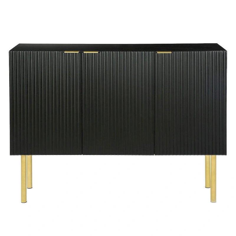 Buffet/Bahut 3 portes avec étagères réglables, 119 cm, blanc/noir