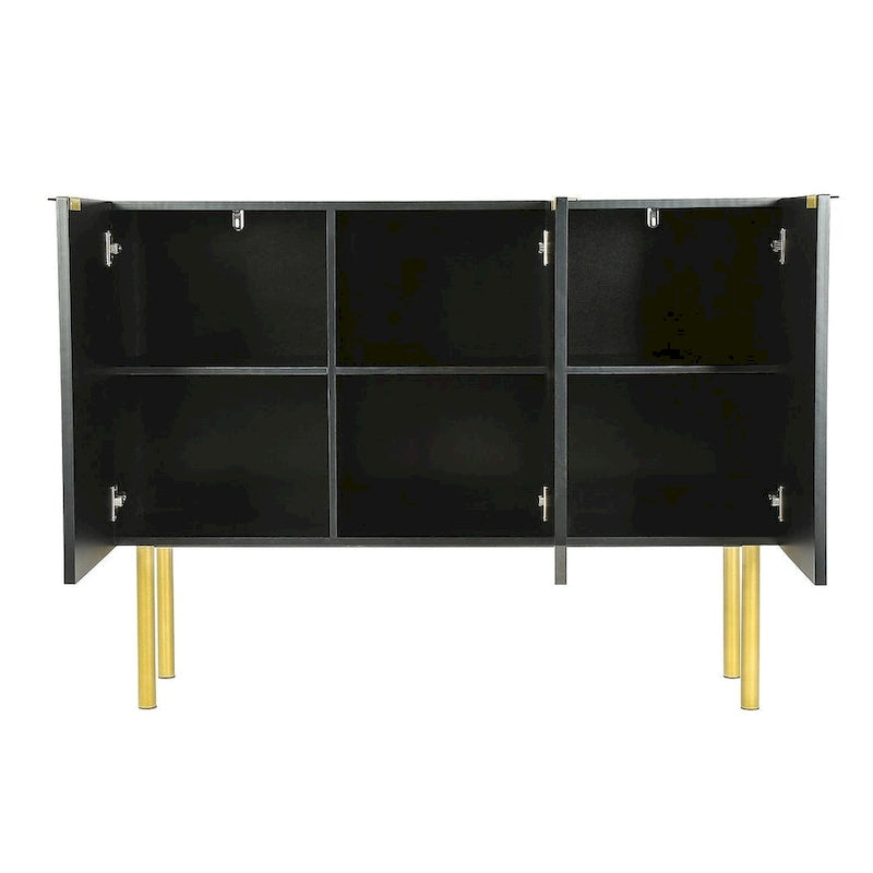 Buffet/Bahut 3 portes avec étagères réglables, 119 cm, blanc/noir