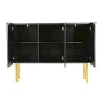 Buffet/Bahut 3 portes avec étagères réglables, 119 cm, blanc/noir