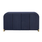 Buffet 4 portes à panneaux ondulés – Bleu marine / Blanc / Noir, Étagères réglables, Assemblage par 1 personne
