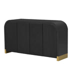 Buffet 4 portes à panneaux ondulés – Bleu marine / Blanc / Noir, Étagères réglables, Assemblage par 1 personne