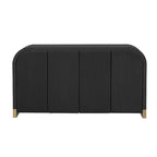 Buffet 4 portes à panneaux ondulés – Bleu marine / Blanc / Noir, Étagères réglables, Assemblage par 1 personne