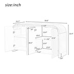 Buffet 4 portes à panneaux ondulés – Bleu marine / Blanc / Noir, Étagères réglables, Assemblage par 1 personne