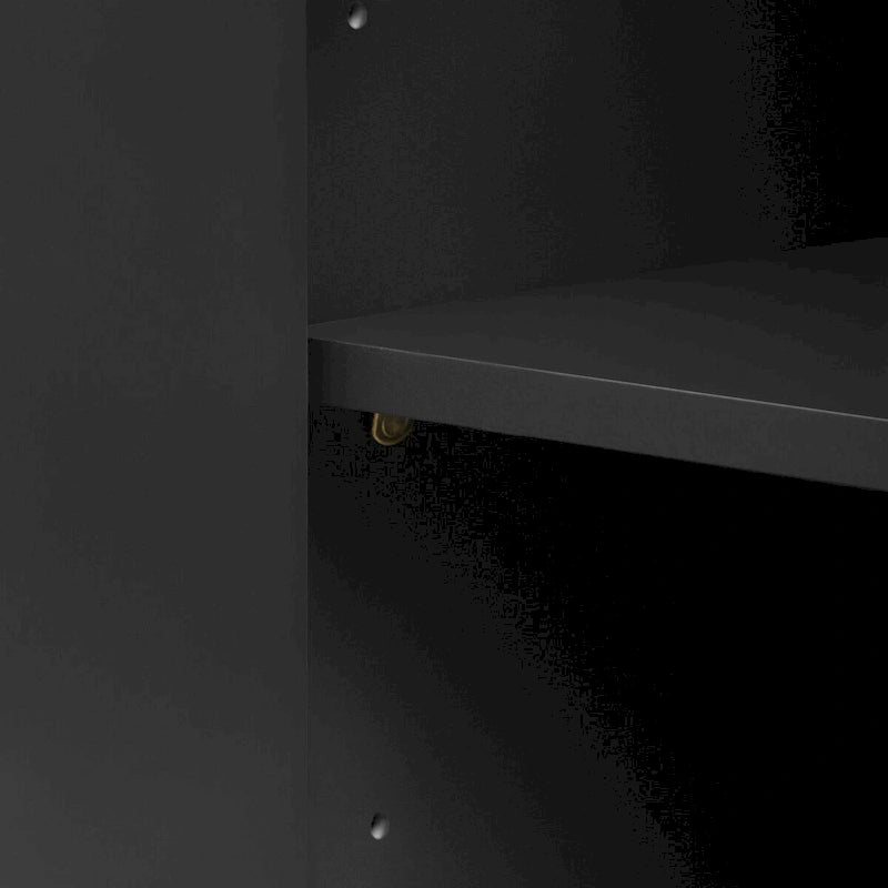 Buffet 4 portes à panneaux ondulés – Bleu marine / Blanc / Noir, Étagères réglables, Assemblage par 1 personne