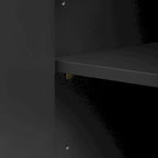 Buffet 4 portes à panneaux ondulés – Bleu marine / Blanc / Noir, Étagères réglables, Assemblage par 1 personne