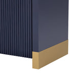 Buffet 4 portes à panneaux ondulés – Bleu marine / Blanc / Noir, Étagères réglables, Assemblage par 1 personne