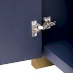 Buffet 4 portes à panneaux ondulés – Bleu marine / Blanc / Noir, Étagères réglables, Assemblage par 1 personne