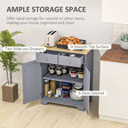 Armoire de rangement grise à double porte avec 2 tiroirs, étagère réglable