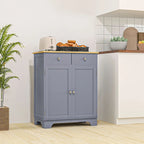 Armoire de rangement grise à double porte avec 2 tiroirs, étagère réglable