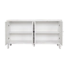 Buffet vaisselier blanc délavé à 4 portes – Assemblage par 1 personne