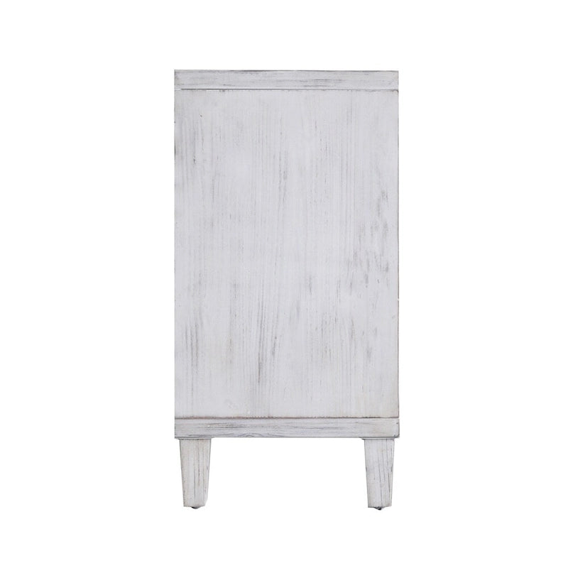 Buffet vaisselier blanc délavé à 4 portes – Assemblage par 1 personne
