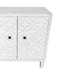 Buffet vaisselier blanc délavé à 4 portes – Assemblage par 1 personne