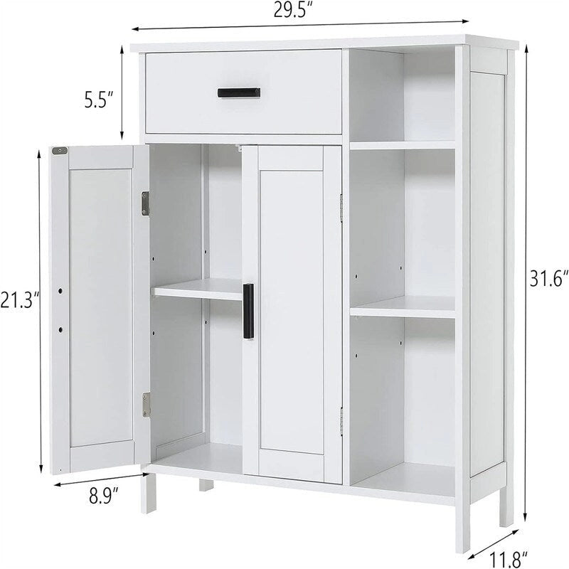Meuble de rangement blanc à poser avec porte et 3 étagères, assemblage par une personne