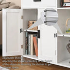 Meuble de rangement blanc à poser avec porte et 3 étagères, assemblage par une personne