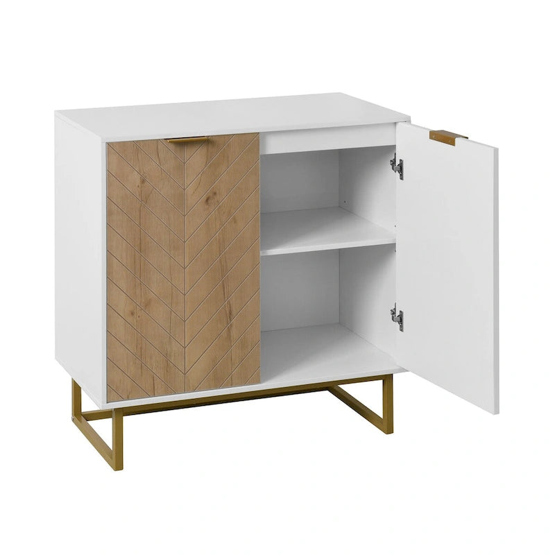 Bahut commode chevrons blanc