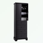 Armoire de rangement blanc/noir — 2 portes et 4 tiroirs
