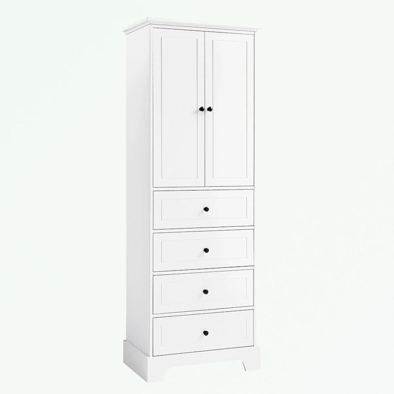 Armoire de rangement blanc/noir — 2 portes et 4 tiroirs