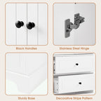 Armoire de rangement blanc/noir — 2 portes et 4 tiroirs