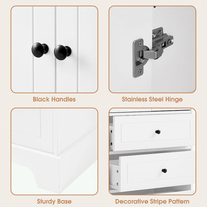 Armoire de rangement blanc/noir — 2 portes et 4 tiroirs