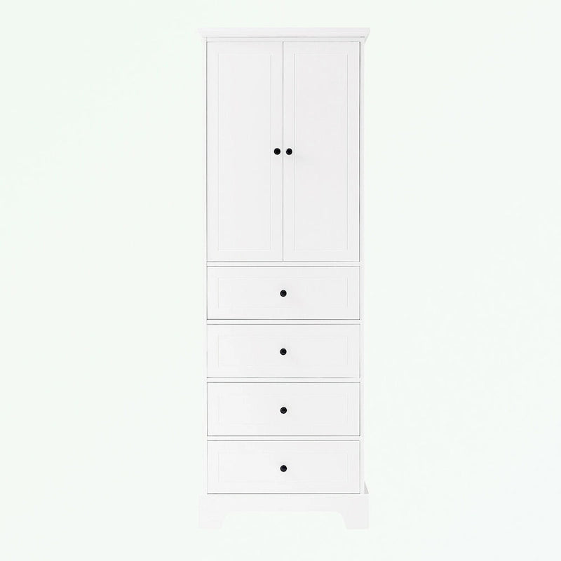Armoire de rangement blanc/noir — 2 portes et 4 tiroirs