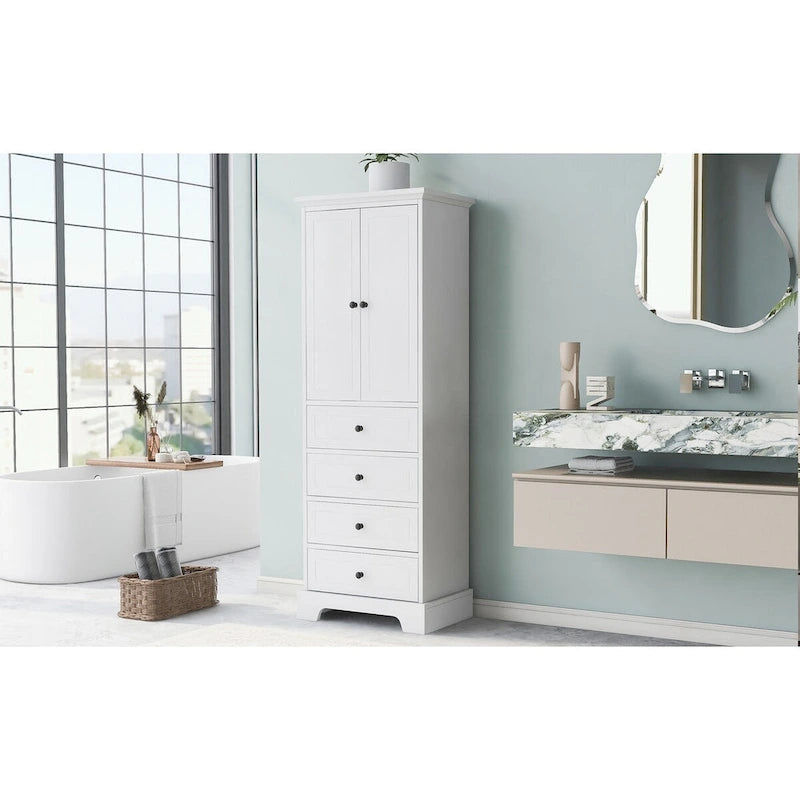 Armoire de rangement blanc/noir — 2 portes et 4 tiroirs
