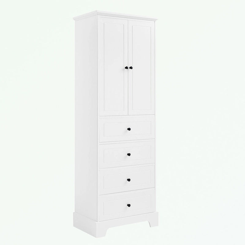 Armoire de rangement blanc/noir — 2 portes et 4 tiroirs