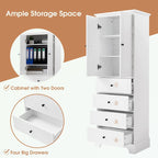 Armoire de rangement blanc/noir — 2 portes et 4 tiroirs