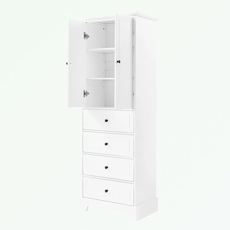 Armoire de rangement blanc/noir — 2 portes et 4 tiroirs