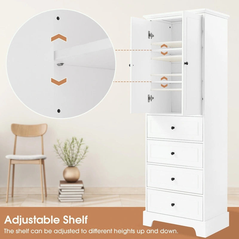 Armoire de rangement blanc/noir — 2 portes et 4 tiroirs