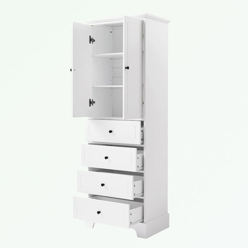 Armoire de rangement blanc/noir — 2 portes et 4 tiroirs