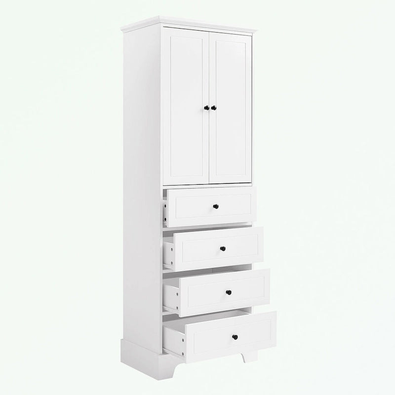 Armoire de rangement blanc/noir — 2 portes et 4 tiroirs