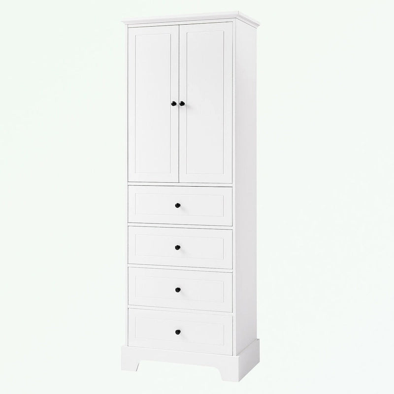 Armoire de rangement blanc/noir — 2 portes et 4 tiroirs