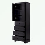 Armoire de rangement blanc/noir — 2 portes et 4 tiroirs