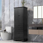 Armoire de rangement blanc/noir — 2 portes et 4 tiroirs